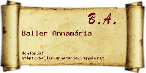 Baller Annamária névjegykártya